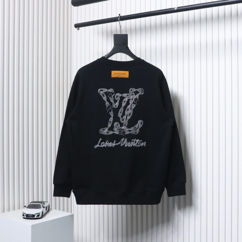 EM Sneakers Louis Vuitton Sweatshirt 24Fw Embroidered LOGO Crew Neck Black