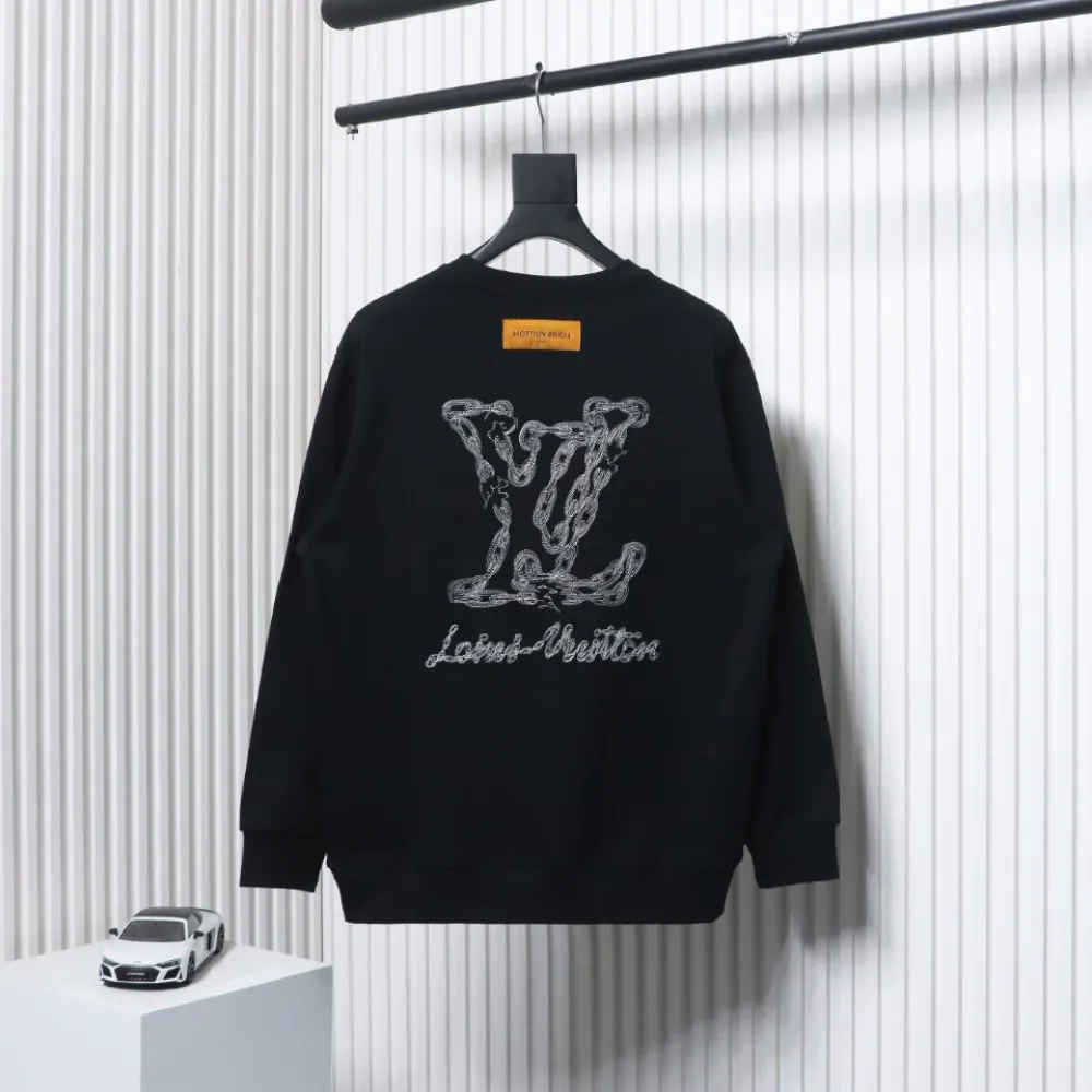 EM Sneakers Louis Vuitton Sweatshirt 24Fw Embroidered LOGO Crew Neck Black