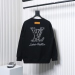 EM Sneakers Louis Vuitton Sweatshirt 24Fw Embroidered LOGO Crew Neck Black