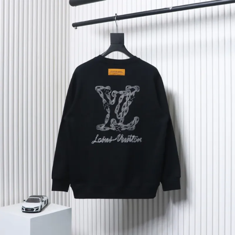 EM Sneakers Louis Vuitton Sweatshirt 24Fw Embroidered LOGO Crew Neck Black