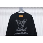 EM Sneakers Louis Vuitton Sweatshirt 24Fw Embroidered LOGO Crew Neck Black