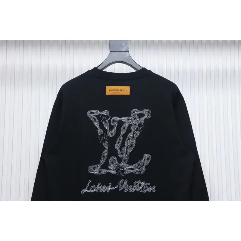 EM Sneakers Louis Vuitton Sweatshirt 24Fw Embroidered LOGO Crew Neck Black