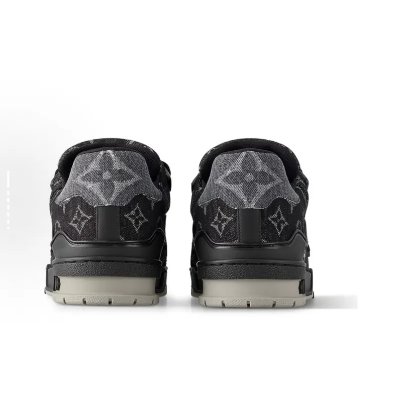 EM Sneakers Louis Vuitton Trainer Sneaker Black Grey Denim Monogram