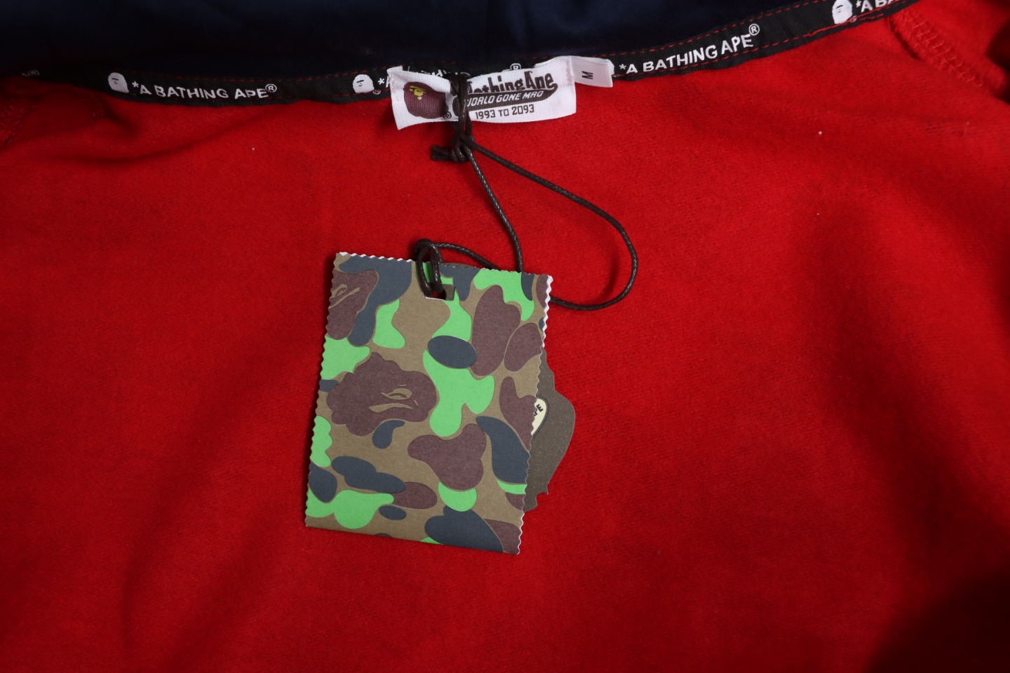 EM Sneakers BAPE Shark Head Tiger Head Zipper Camouflage Double Hooded Hoodie Red