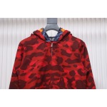 EM Sneakers BAPE Shark Head Tiger Head Zipper Camouflage Double Hooded Hoodie Red