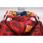 EM Sneakers BAPE Shark Head Tiger Head Zipper Camouflage Double Hooded Hoodie Red