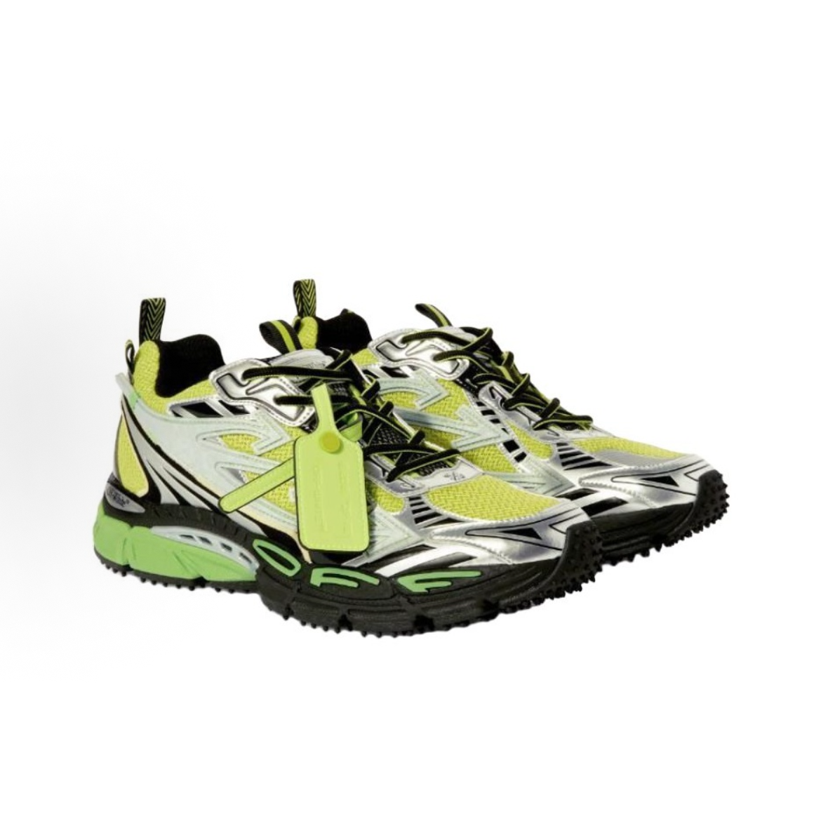 EM Sneakers OFF-WHITE Be Right Back Silver Green Fluo