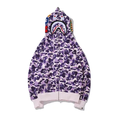 EM Sneakers BAPE Color Camo Shark Full Zip Hoodie Light Purple 01