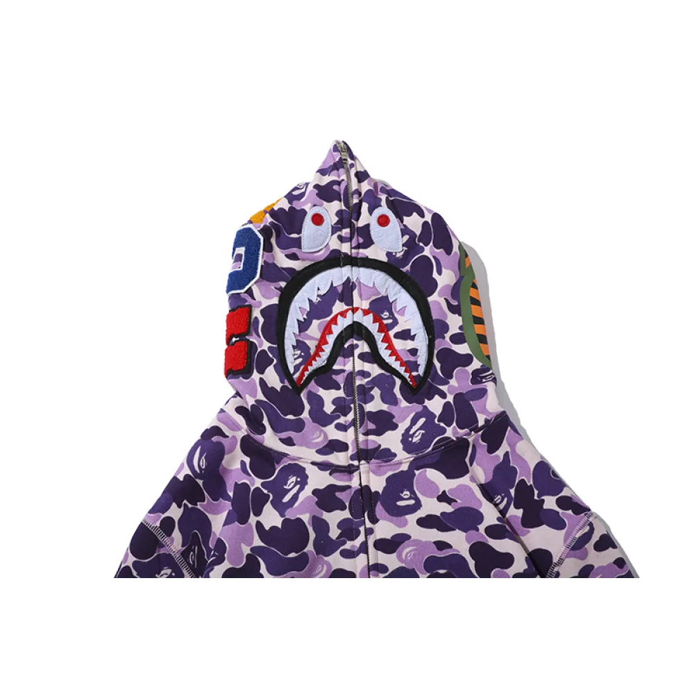 EM Sneakers BAPE Color Camo Shark Full Zip Hoodie Light Purple