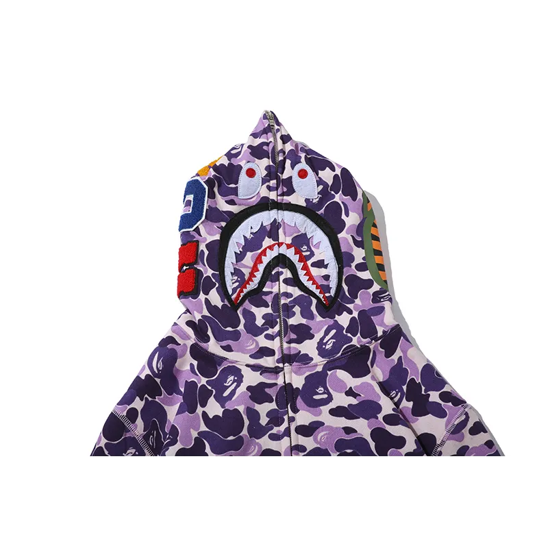 EM Sneakers BAPE Color Camo Shark Full Zip Hoodie Light Purple