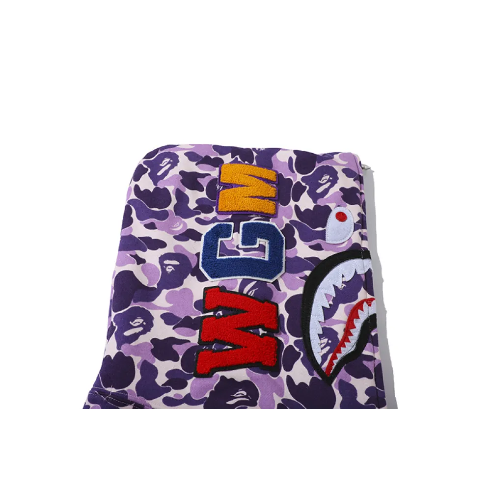 EM Sneakers BAPE Color Camo Shark Full Zip Hoodie Light Purple