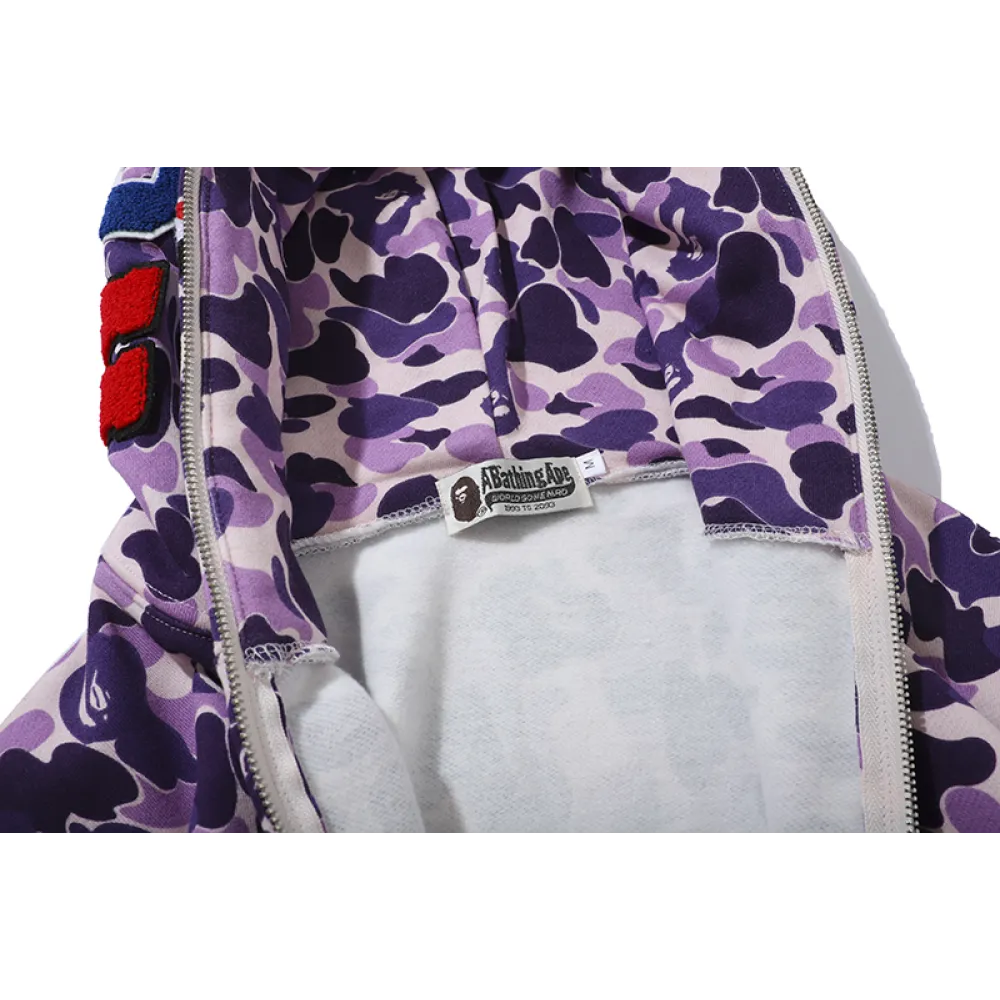 EM Sneakers BAPE Color Camo Shark Full Zip Hoodie Light Purple