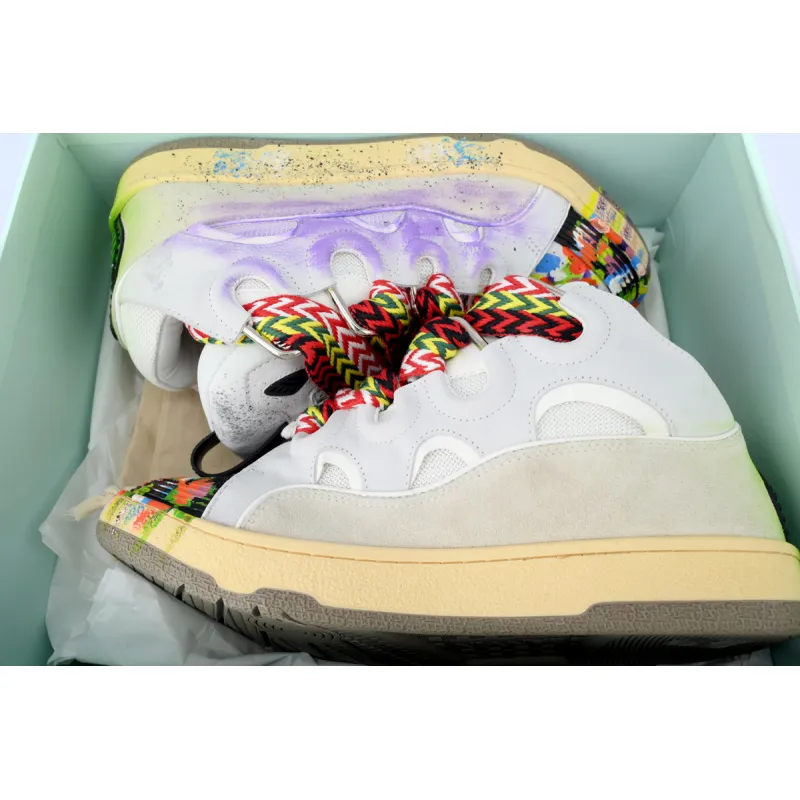 EM Sneakers Lanvin Leather Curb x Gallery Dept Paint Drip Optical White