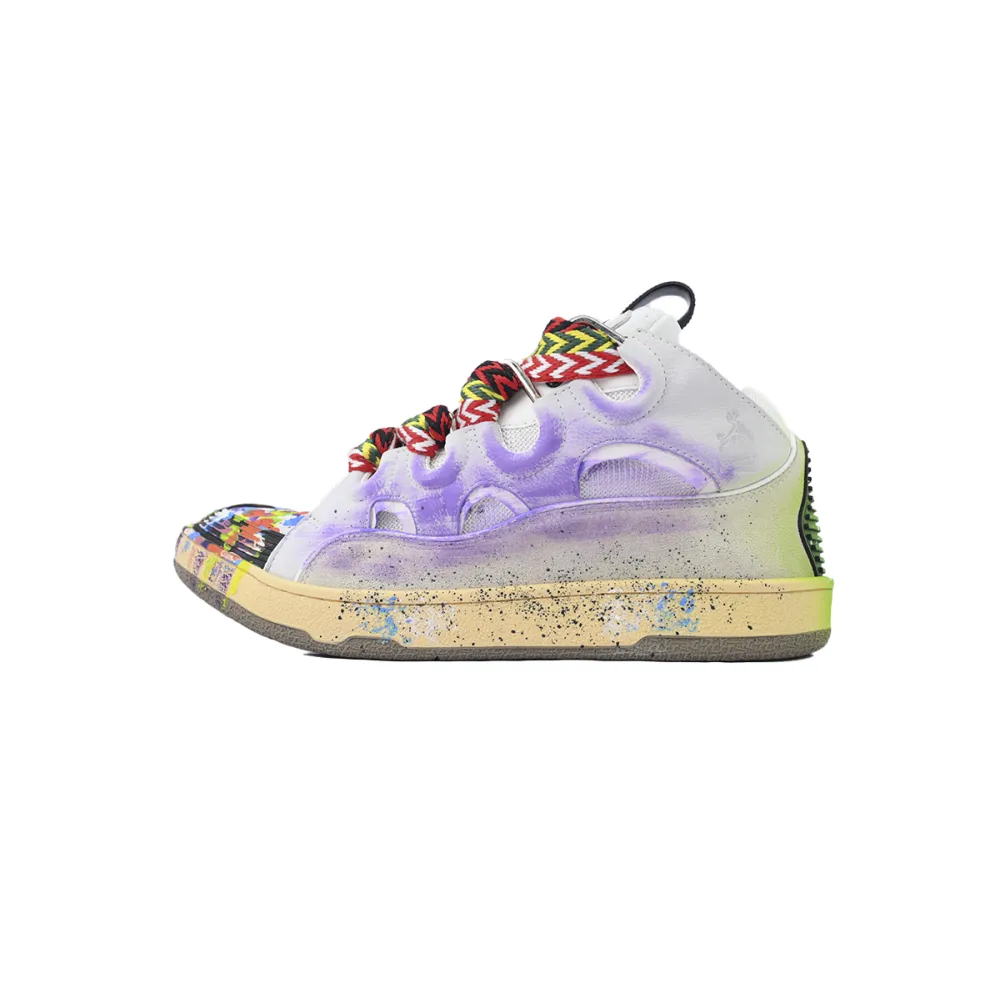 EM Sneakers Lanvin Leather Curb x Gallery Dept Paint Drip Optical White