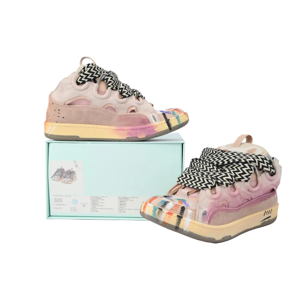 EM Sneakers Lanvin Leather Curb x Gallery Dept Sneakers Paint Drip Pale Pink