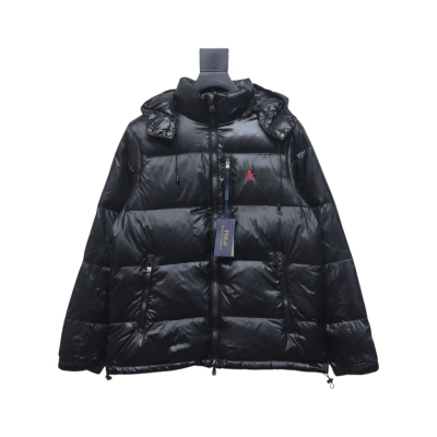 EM Sneakers Ralph Lauren Pony-embroidered Hooded Puffer Down Jacket Black 01