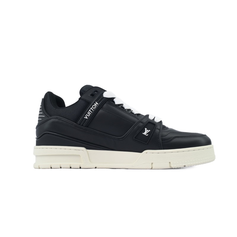 EM Sneakers Louis Vuitton Trainer Sneaker Black Skin And White Background