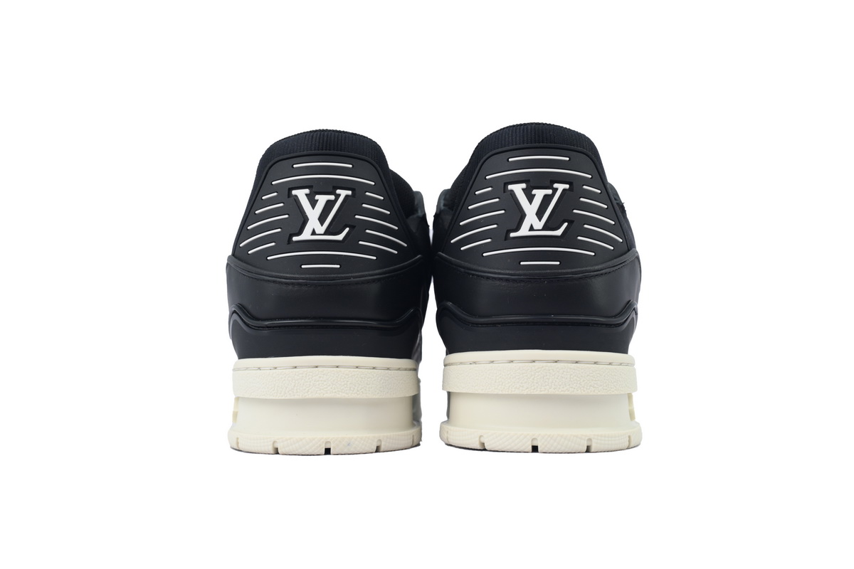 EM Sneakers Louis Vuitton Trainer Sneaker Black Skin And White Background