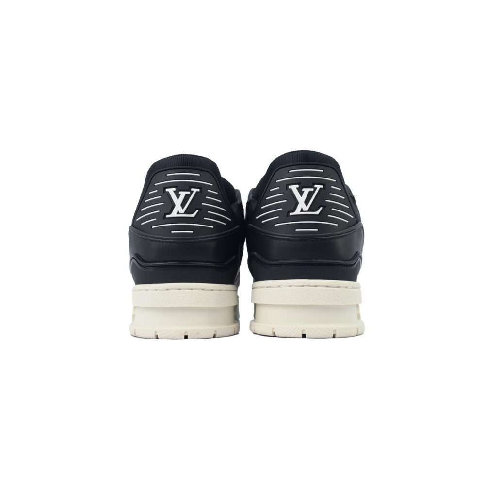 EM Sneakers Louis Vuitton Trainer Sneaker Black Skin And White Background