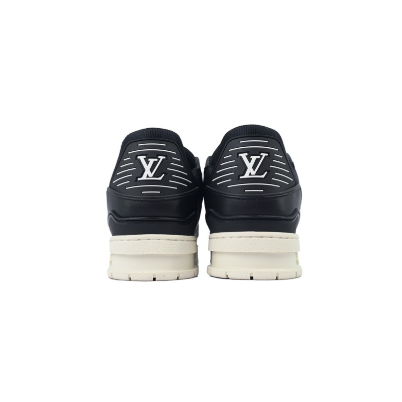 EM Sneakers Louis Vuitton Trainer Sneaker Black Skin And White Background