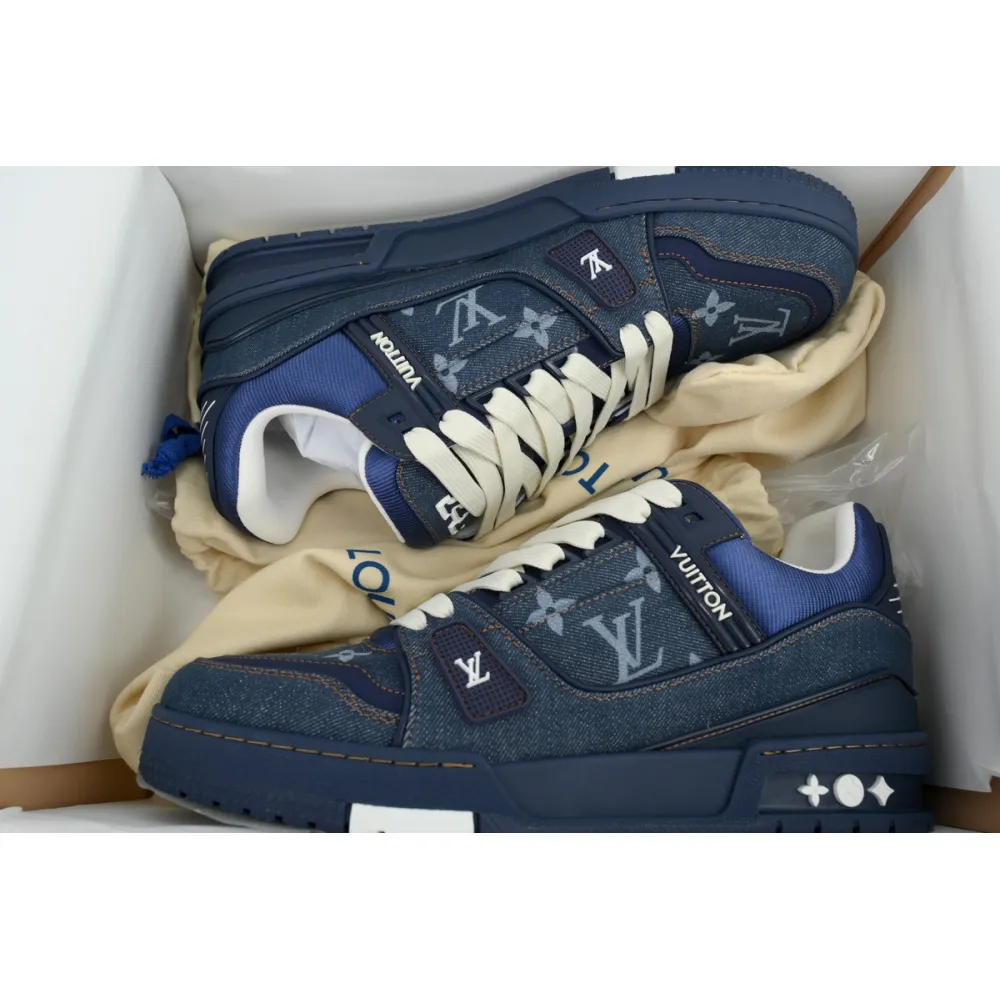 EM Sneakers Louis Vuitton Trainer Deep Blue Cowboy