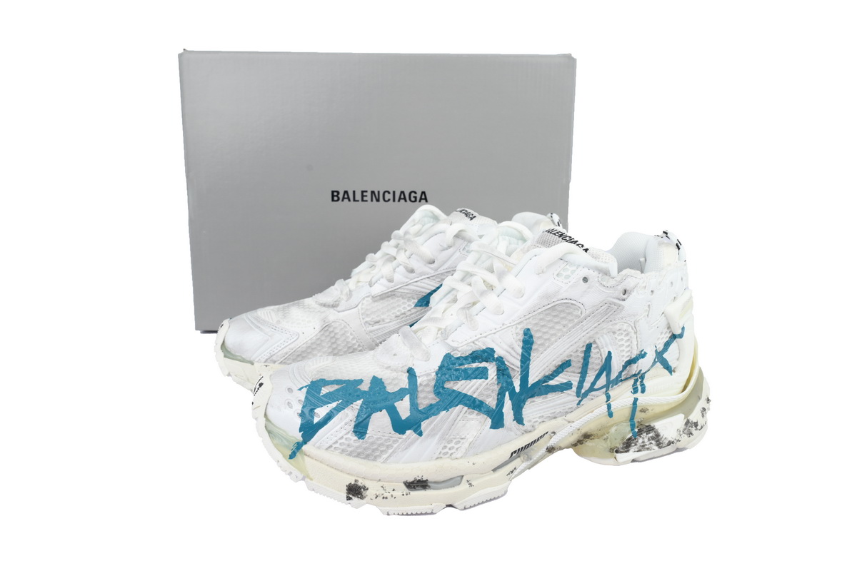 EM Sneakers Balenciaga Runner Graffiti - White Blue