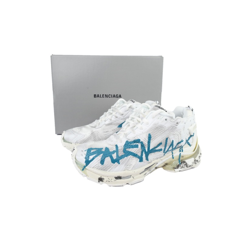 EM Sneakers Balenciaga Runner Graffiti - White Blue