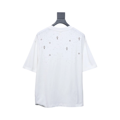EM Sneakers Chrome Hearts 2024ss Metal Cross Gypsophila Diamond T-shirt White 02