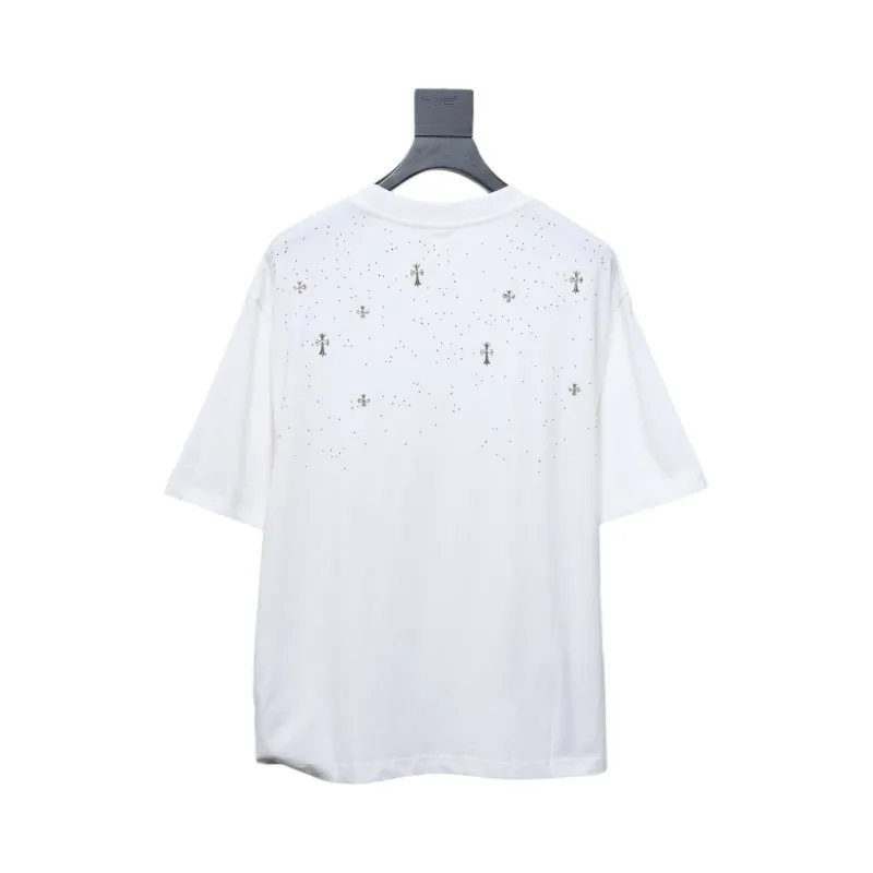 EM Sneakers Chrome Hearts 2024ss Metal Cross Gypsophila Diamond T-shirt White
