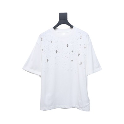 EM Sneakers Chrome Hearts 2024ss Metal Cross Gypsophila Diamond T-shirt White 01