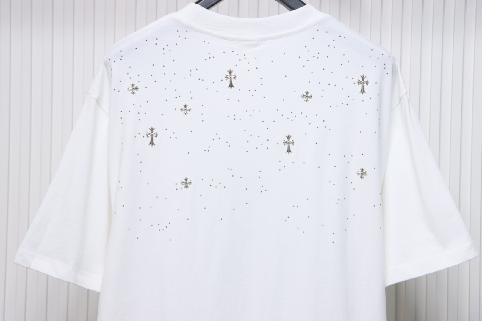 EM Sneakers Chrome Hearts 2024ss Metal Cross Gypsophila Diamond T-shirt White