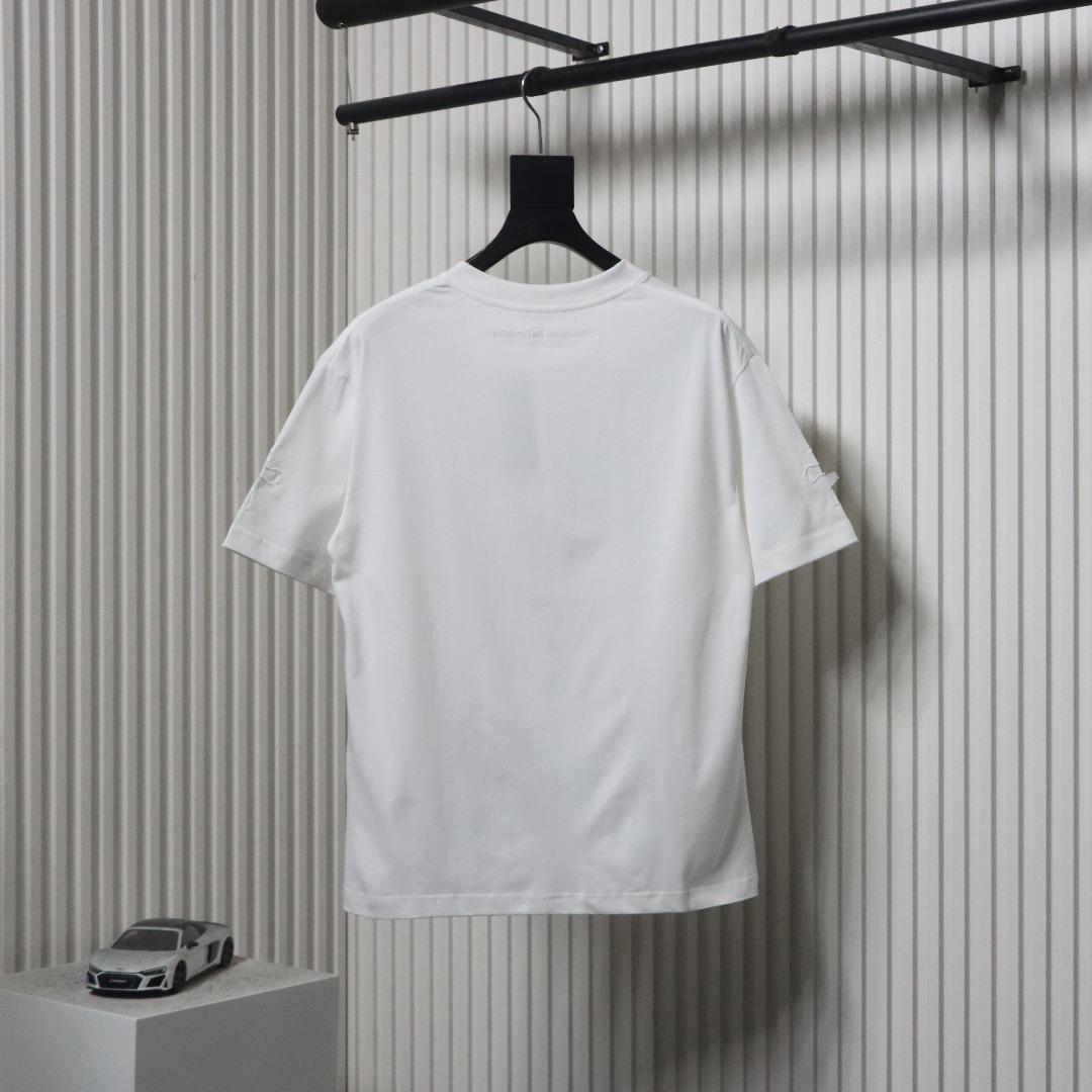 EM Sneakers Chrome Hearts 25ss cut-out Patchwork with Silver Cross Embroidery T-shirt White