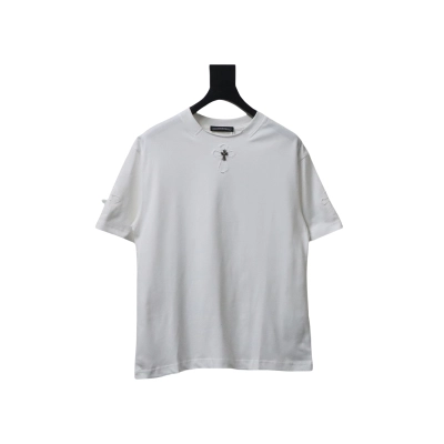 EM Sneakers Chrome Hearts 25ss cut-out Patchwork with Silver Cross Embroidery T-shirt White 01