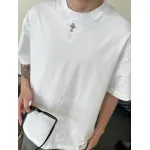 EM Sneakers Chrome Hearts 25ss cut-out Patchwork with Silver Cross Embroidery T-shirt White