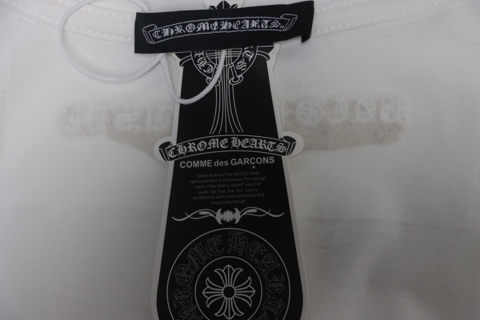 EM Sneakers Chrome Hearts 25ss cut-out Patchwork with Silver Cross Embroidery T-shirt White