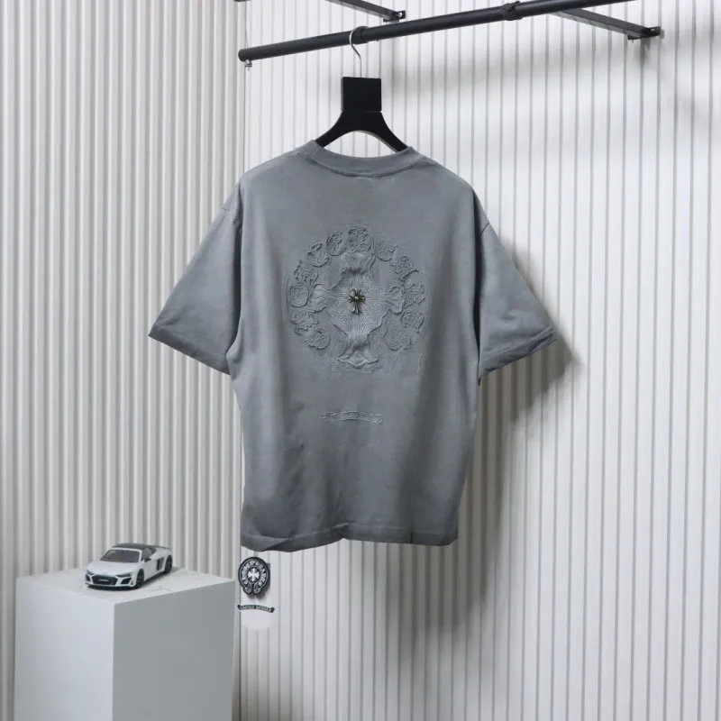 EM Sneakers Chrome Hearts Heavy Industry Washed Distressed T-shirt Gray