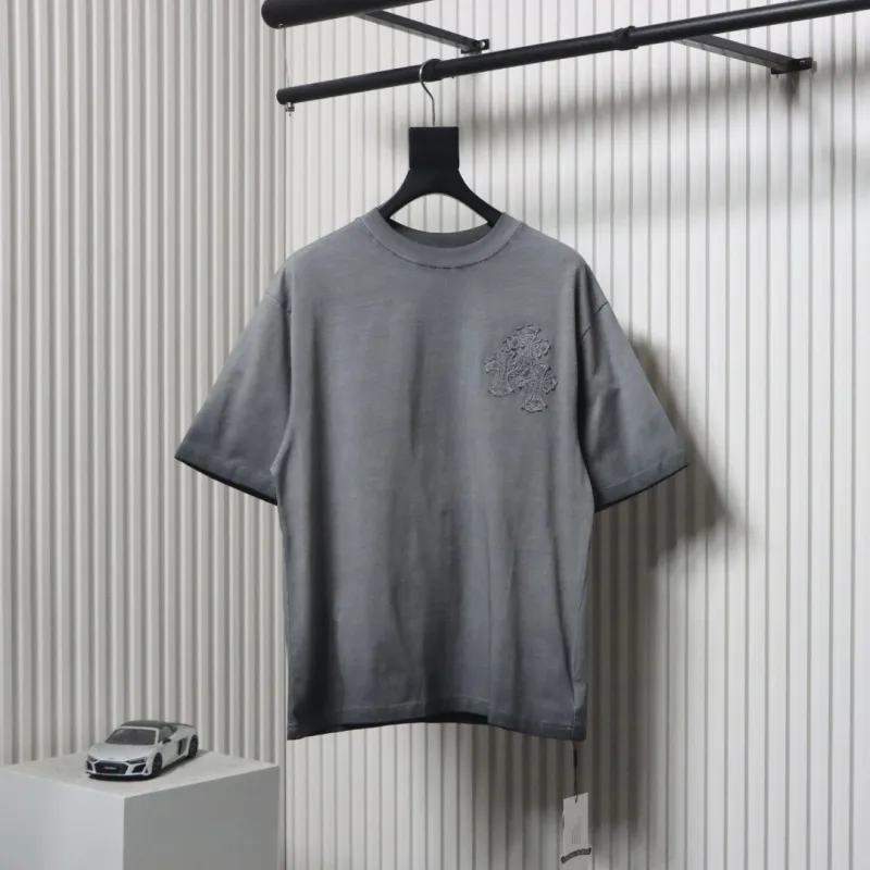 EM Sneakers Chrome Hearts Patch Embroidered T-Shirt Grey