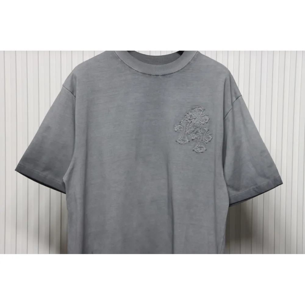 EM Sneakers Chrome Hearts Patch Embroidered T-Shirt Grey