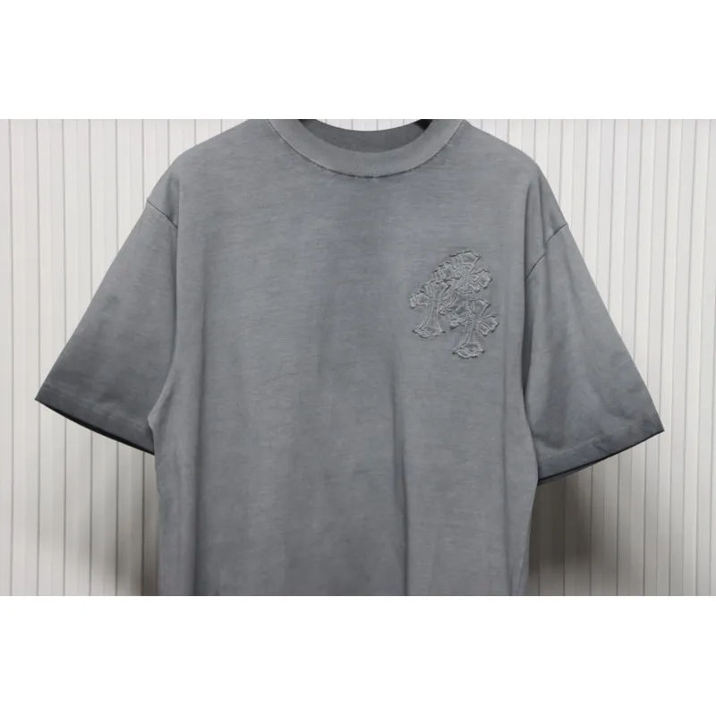EM Sneakers Chrome Hearts Patch Embroidered T-Shirt Grey