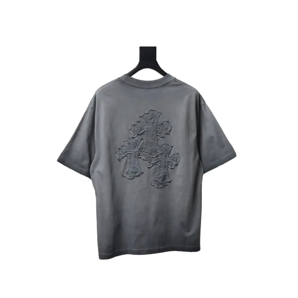 EM Sneakers Chrome Hearts Patch Embroidered T-Shirt Grey