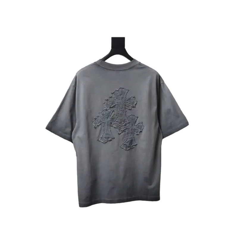 EM Sneakers Chrome Hearts Patch Embroidered T-Shirt Grey