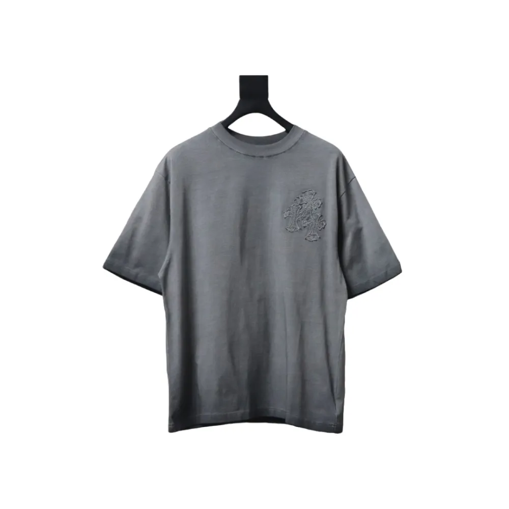 EM Sneakers Chrome Hearts Patch Embroidered T-Shirt Grey
