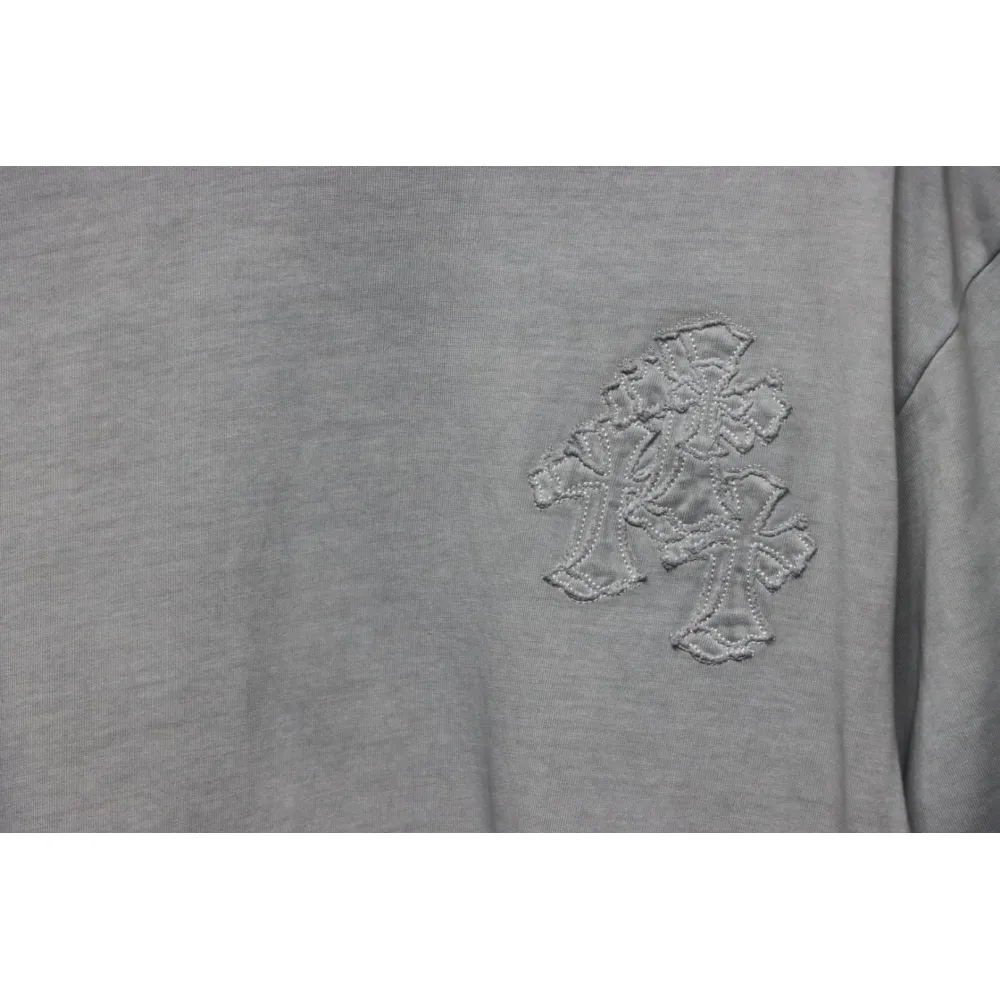 EM Sneakers Chrome Hearts Patch Embroidered T-Shirt Grey