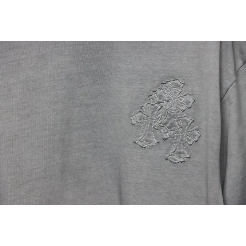 EM Sneakers Chrome Hearts Patch Embroidered T-Shirt Grey
