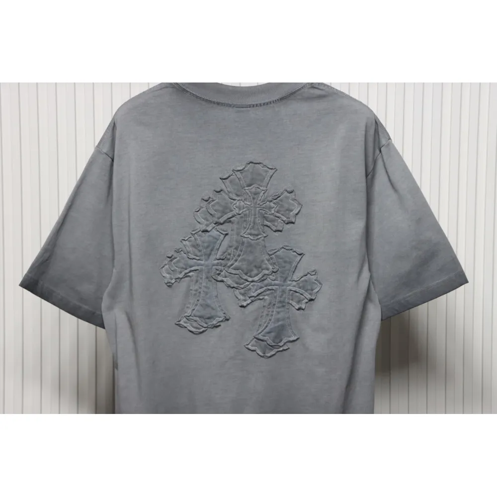 EM Sneakers Chrome Hearts Patch Embroidered T-Shirt Grey