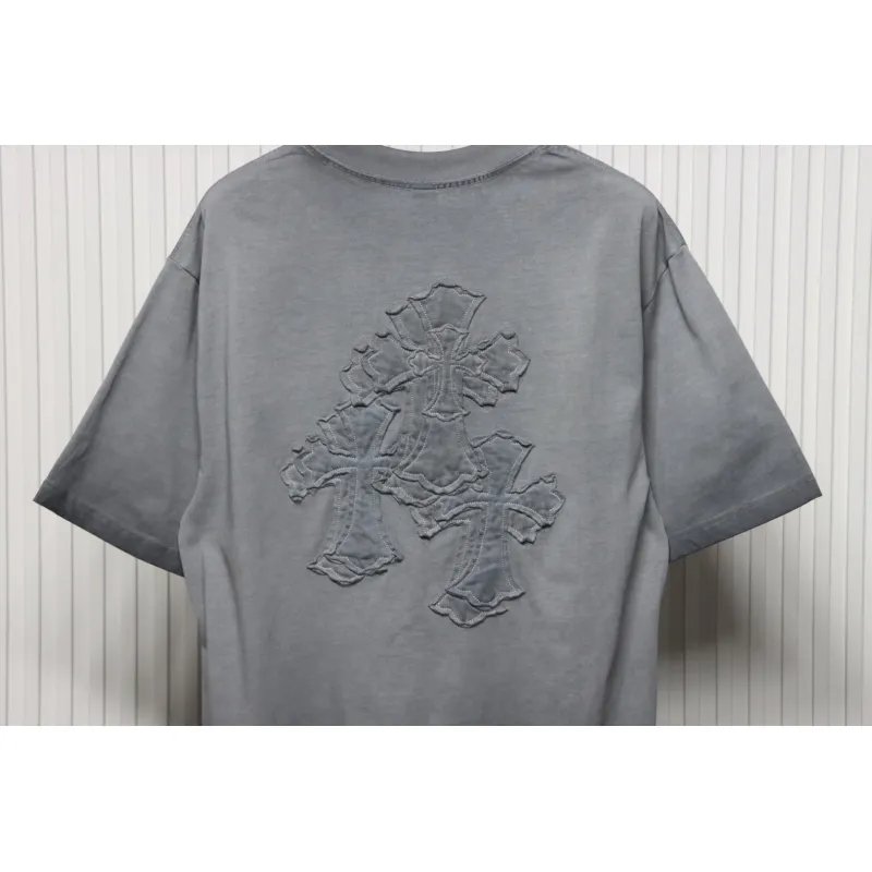 EM Sneakers Chrome Hearts Patch Embroidered T-Shirt Grey