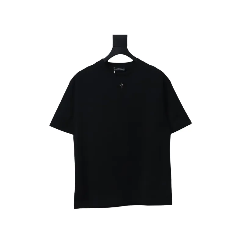 EM Sneakers Chrome Hearts 25ss cut-out Patchwork with Silver Cross Embroidery T-shirt Black