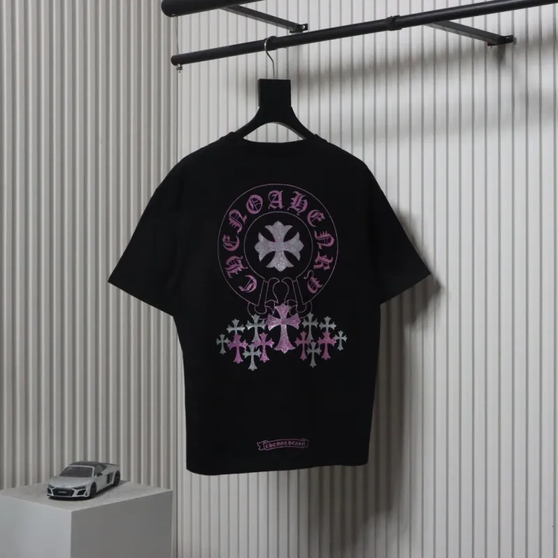EM Sneakers Chrome Hearts 25ss Glitter Logo Print T-shirt Black