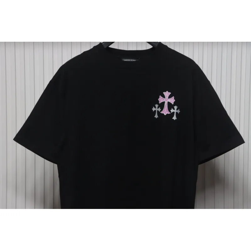 EM Sneakers Chrome Hearts 25ss Glitter Logo Print T-shirt Black