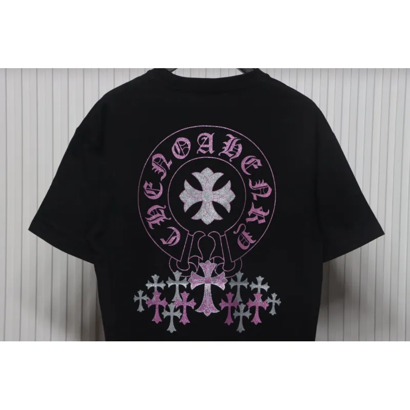 EM Sneakers Chrome Hearts 25ss Glitter Logo Print T-shirt Black